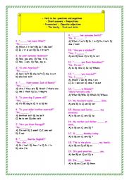 English Worksheet: test 2- - Verb to be: questions and negatives,foods-drinks
