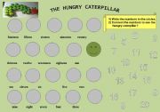 English worksheet: Count from 1 to 20 with THE HUNGRY CATERPILLAR!!