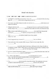 English Worksheet: Modals excersice