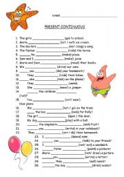 English Worksheet: present continuous