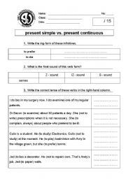 English Worksheet: PRESENT CONT VS PRESENT SIMPLE