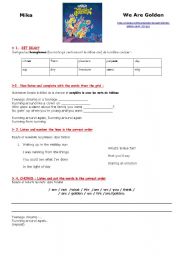 English Worksheet: WE ARE GOLDEN by MIKA