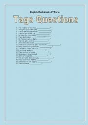 English worksheet: Tag Questions