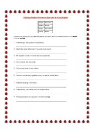 English worksheet: relative pronouns