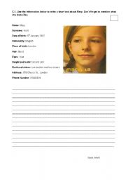 English worksheet: written test