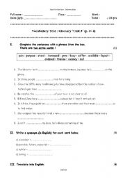 English Worksheet: VOCABULARY