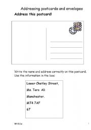 English worksheet: Addressing Envelopes