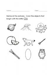 English worksheet: letter o