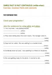 English worksheet: While & When