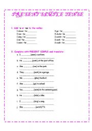 English worksheet: present simple - easy exercises for BEGINNERS
