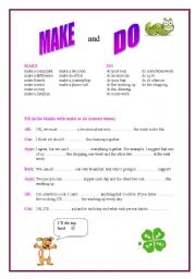 English Worksheet: make and do