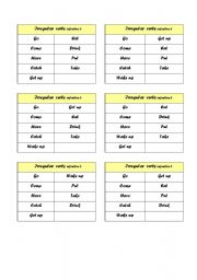 English Worksheet: Irregular verbs bingo