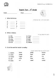 English worksheet: beginners test