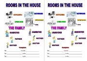 English Worksheet: ROOMS IN THE HOUSE AND FAMILY WORKSHEET