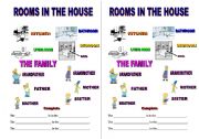 English worksheet: ROOMS IN THE HOUSE AND FAMILY WORKSHEET