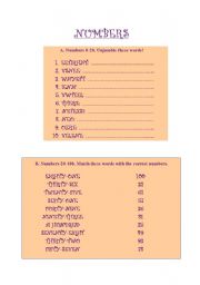 English worksheet: Numbers
