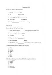 English worksheet: Vocabulary (development or test) Health 