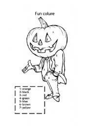 English worksheet: Halloween pumpkin coloring sheet