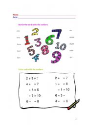 English Worksheet: numbers
