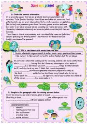 English Worksheet: save our planet