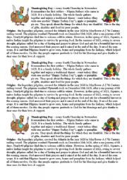 English Worksheet: Thanksgiving day what when why