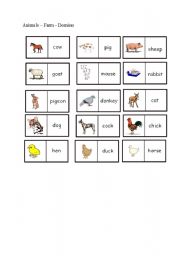 English Worksheet: Animals Farm Domino