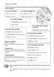 English Worksheet: Likes and Dislikes