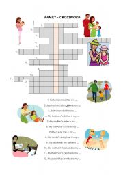 English Worksheet: Family, crossword