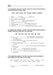 English worksheet: PRESENT SIMPLE AND PRESENT CONTINUOUS