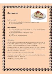 English Worksheet: Easy strawberry cheesecake