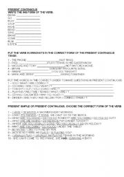 English Worksheet: present simple or present continuous