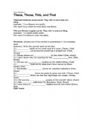 English Worksheet: Demostratives