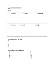 English worksheet: the weather, days and months
