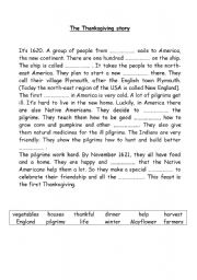 English Worksheet: Thanksgiving story