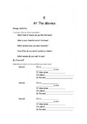 English worksheet: film talking