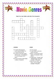 Movie Genre Crosswords - ESL worksheet by ctrajtemberg