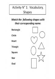 English worksheet: Vocabulary:   Shapes