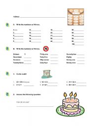 English Worksheet: Cardinal Numbers worksheet