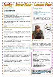 English Worksheet: Lucky - Jason Mraz - Lesson Plan + video, burning, mp3 tutorial + links -  2 pages - fully editable (The Brazilian soap opera 