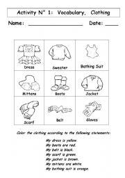 Vocabulary:   Clothing