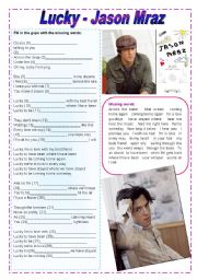 English Worksheet: Lucky - Jason Mraz - While Listening Activities - 4 pages - fully editable (The Brazilian soap opera 