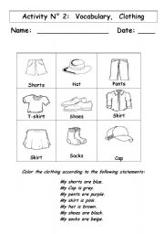 Vocabulary:  Clothing