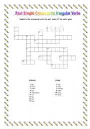 English worksheet: Irregular verbs-crosswords