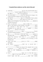 Complete sentences in the past Affirmative Irregular verbs