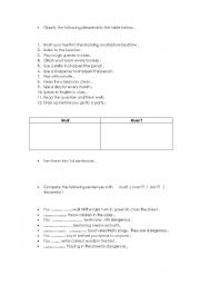 English worksheet: Must / Mustnt