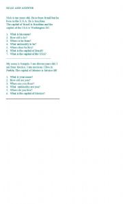 English worksheet: READ AND ANSWER