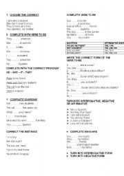 English Worksheet: COMPLETE VERB TO BE