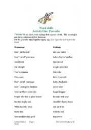 English Worksheet: Proverbs and Idioms