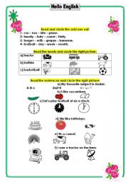 English Worksheet: Read and circle the correct the odd one out: part 2   (2 - 3)