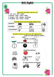 English worksheet: Read and circle the correct the odd one out: part 2   (2 - 3)